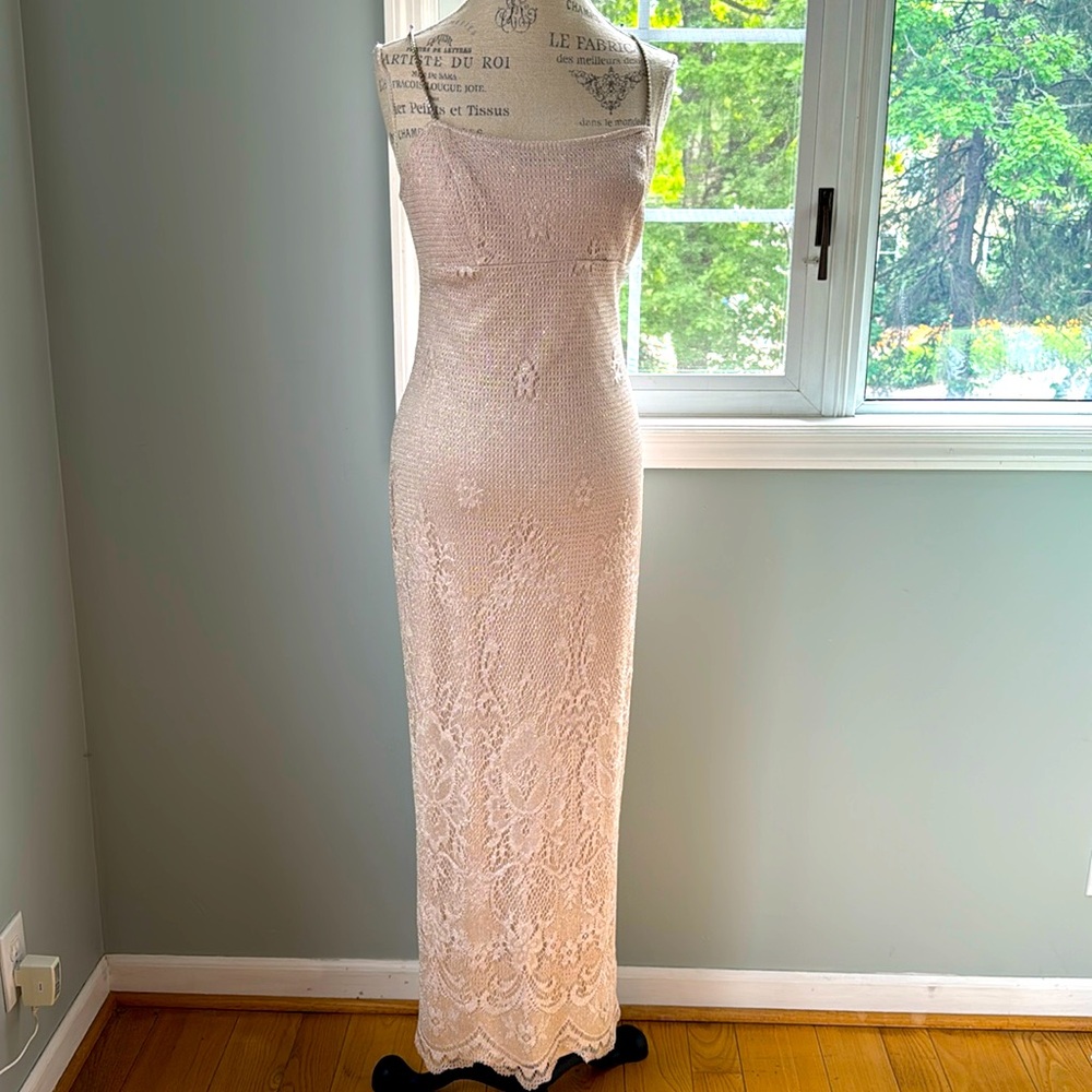 Vintage JCP Onyx Nite rose gold crochet occasion dress Size‎ 8P